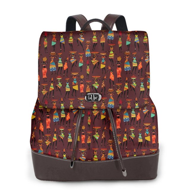 Balery Dancing African Women1 Mochila de Cuero para Mujeres, Gran Capacidad, Bolsa de Viaje Multifuncional, Mochila de Cuero y Bolsa de Hombro para Mujeres