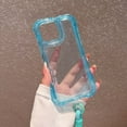 thumbnail image 2 of 3-in-1 Clear Phone Case For iPhone 16,Shockproof Protective Transparent Case,Heavy Duty Protection,With Wrist Strap,Rugged Anti-drop Non-Slip Tough Durable Phone Case,Blue, 2 of 10