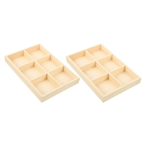 Wooden Storage Box for Crafts and Coffee with 6 Compartments Multicompartment Design for Storage on