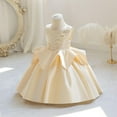 thumbnail image 4 of Generic Toddler Gowns New Satin Cloth Children's Evening Dress Three Design European Flower Girl Dresses for Fashion Casual Birthday Holiday Party Gown(18-24 Months,Beige), 4 of 6