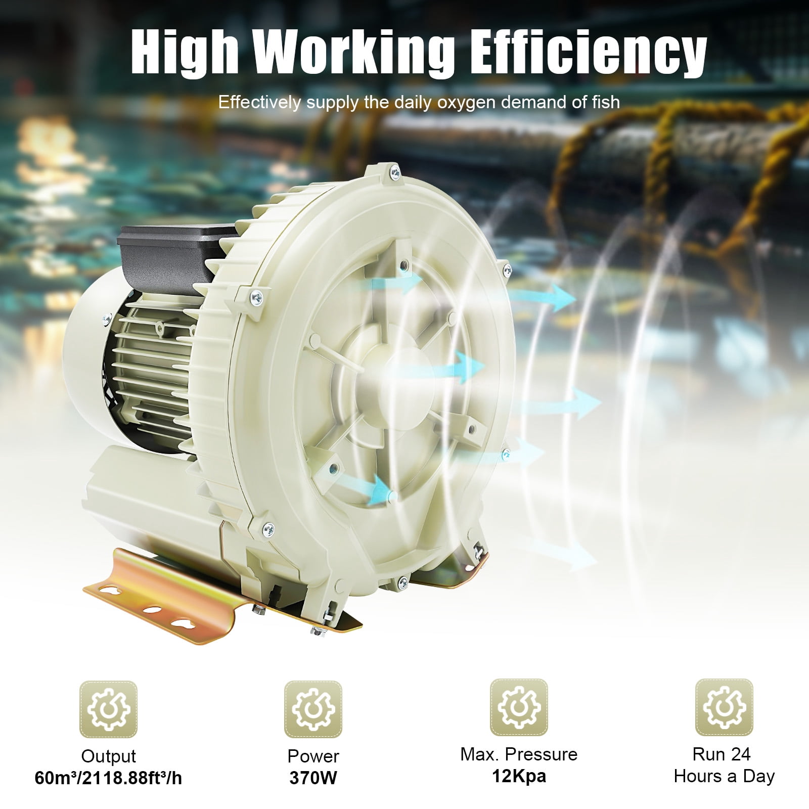 Air Pump Blower Oxygen Aerator Industrial Fish Pond Tank Aquarium Hydroponics