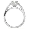 thumbnail image 3 of Solitaire Brilliance 1Ct Cushion Moissanite Engagement Halo Pave Ring 18K White Gold Plated, 3 of 7