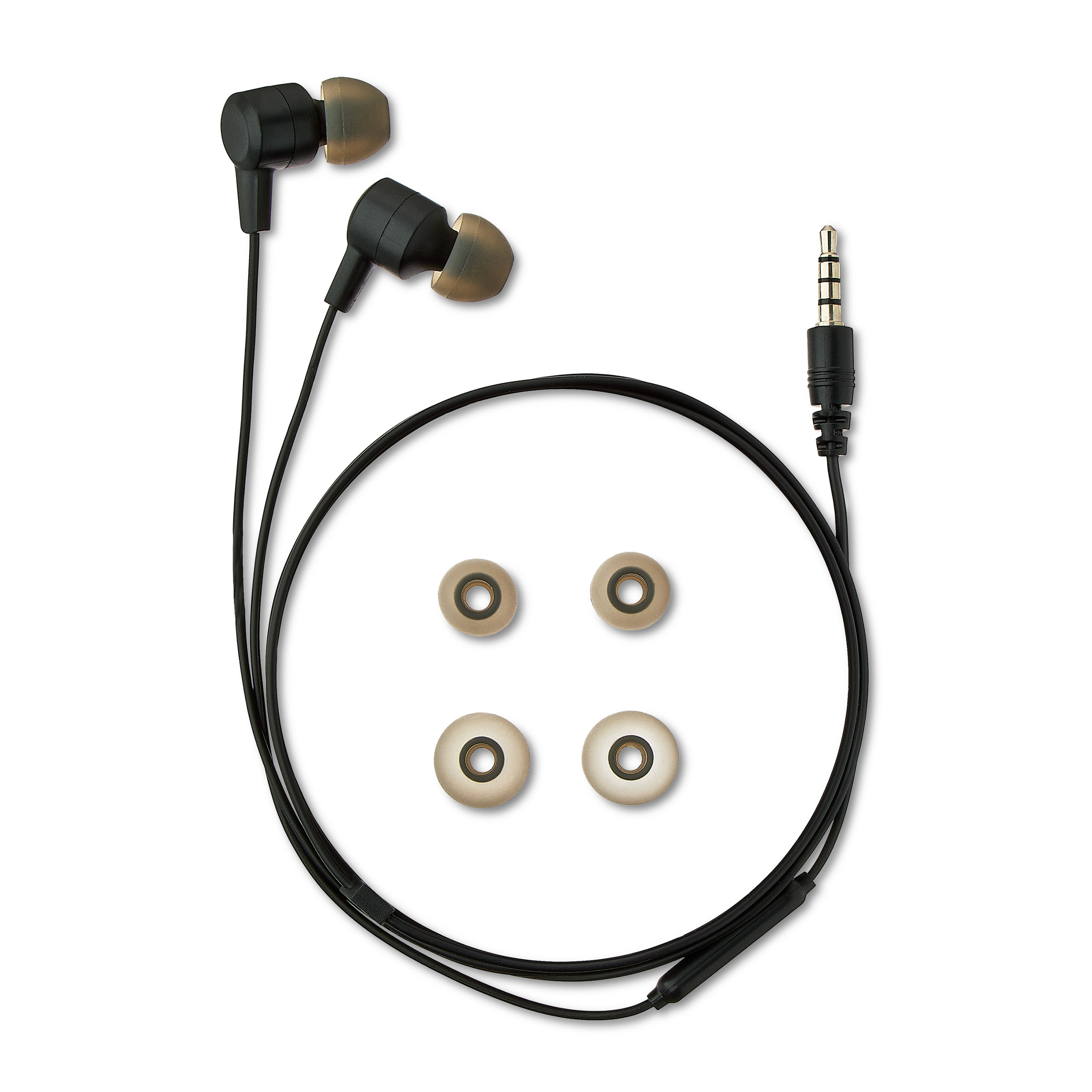 onn Audífonos con cable y micrófono con conector de 3.5 mm en negro - sonido de alta calidad y puntas de silicona cómodas 3