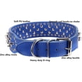 thumbnail image 3 of Hoot PU Leather Adjustable Spiked Studded Dog Collar 2" Wide 43 Spikes (L(Neck 21"-24"),Blue), 3 of 7
