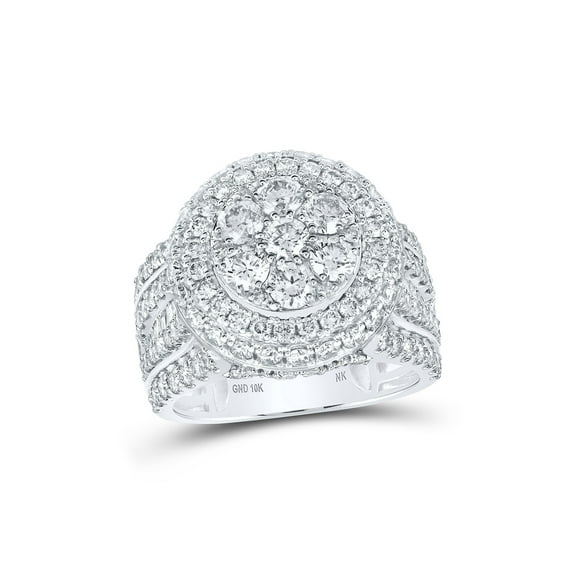 10kt White Gold Womens Round Diamond Cluster Ring 3 Cttw
