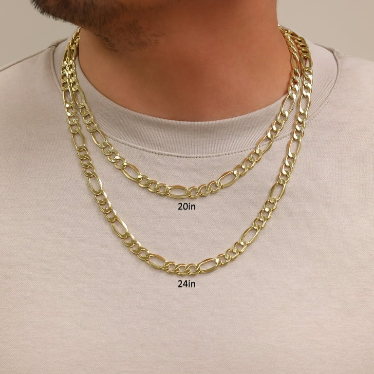 Nuragold 10k Real Yellow Gold 8mm Figaro Chain Link Necklace Lightweight Men s Jewelry 18 30 Walmart