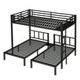 thumbnail image 4 of Generic Triple Bunk Bed, Twin over Twin over Queen - Heavy-Duty Metal Frame with Safety Guardrails, Space-Saving & Noise-Reduced Design for Shared Bedrooms, Black Finish​, 4 of 9