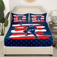 thumbnail image 2 of Erosebridal 3D Rugby Print Fitted Sheet Full, US Flag Bedding Set Full Size, Texas Stars Decor, 3pcs（No Top Sheet）, 2 of 6