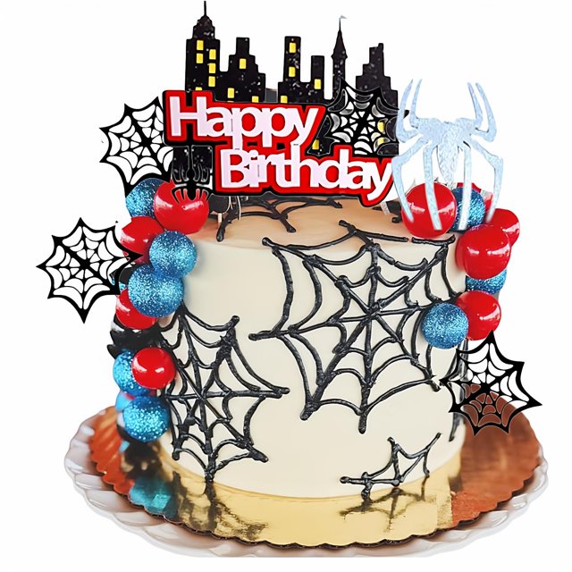 Tema de araña de Qoadwem para decoración de tartas con telaraña y bolas