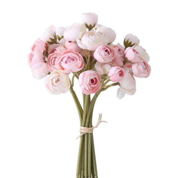 1 Bundles Artificial Silk Rose Flowers, Faux Silk Mini Ranunculus Flowers for DIY Bouquet, Bulk Fake Wedding Filler Flowers for Centerpieces Arrangements Bridal Shower Decorations