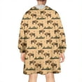 thumbnail image 2 of Beige Buffalo Pattern Wearable Oversized Blanket,Wearable Blanket Hoodie for Adults,Cozy Hooded Blankets with Super Pockets,Super Warm Fuzzy Pullover for Women & Men, 2 of 6