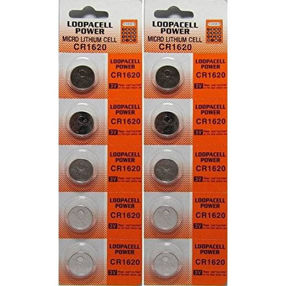 10 Pcs Lithium Coin Loopacell Battery 3v For Keyless Entry Remote Controls CR1620
