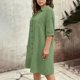 thumbnail image 2 of TaTaai Women's Spring Summer Plus Size Dress Short Sleeve Button Down Collar with Pockets Solid Color Casual Loose Fit Knee Length Gift, 2 of 8