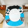 thumbnail image 5 of Manfei Wildlife Leopard Zebra 3pcs Twin Sheet Sets for Female Men,Animal Print Patchwork Twin Fitted Sheet,Geometric Stripes Breathable Flat Sheet,Breathable Home Decor, 5 of 7