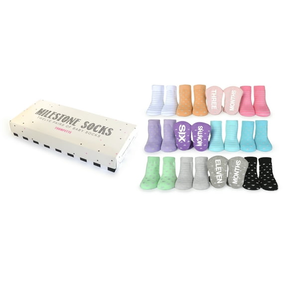 Trumpette Baby Boys and Baby Girls Milestone Socks, 12-Pack