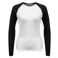 thumbnail image 4 of HLKJKLS Long Sleeve Shirts For Women Autumn Long Sleeve Slim Stretch Color Matching Top Casual Polyester Spandex Basic Layering Shirt Black Xs-Xl, 4 of 4