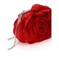 thumbnail image 5 of Women’s Red Rose Clutch Purse, Floral Evening Bag with Chain Strap, 5 of 8