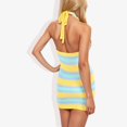 thumbnail image 5 of Women's Striped Halter Neck Knit Dress With V-Neckline- Small, Yellow, 5 of 6