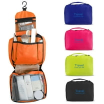 Toiletry Bag for Women Hanging Hook,AILKIN Compact and Foldable Portable Cosmetic Bags Toiletry Kit Set Makeup Bag Travel Accessories with 3 Compartment Toiletry Bag for Traveling,Orange