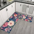 thumbnail image 2 of Pioneer Flower Floral Print Pattern Kitchen Rugs Sets Of 2,Anti Fatigue Kitchen Mat Rugs Non Slip Washable,Decorative Kitchen Floor Mats for Kitchen,Sink,Laundry,17"x30"+17"x47", 2 of 7
