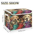 thumbnail image 3 of Wobogo Christmas Puppies Large Collapsible Storage Box Flip Lid Fabric Decorative Organizer Container Basket with Handles 16.5×12.6×11.8in, 3 of 7