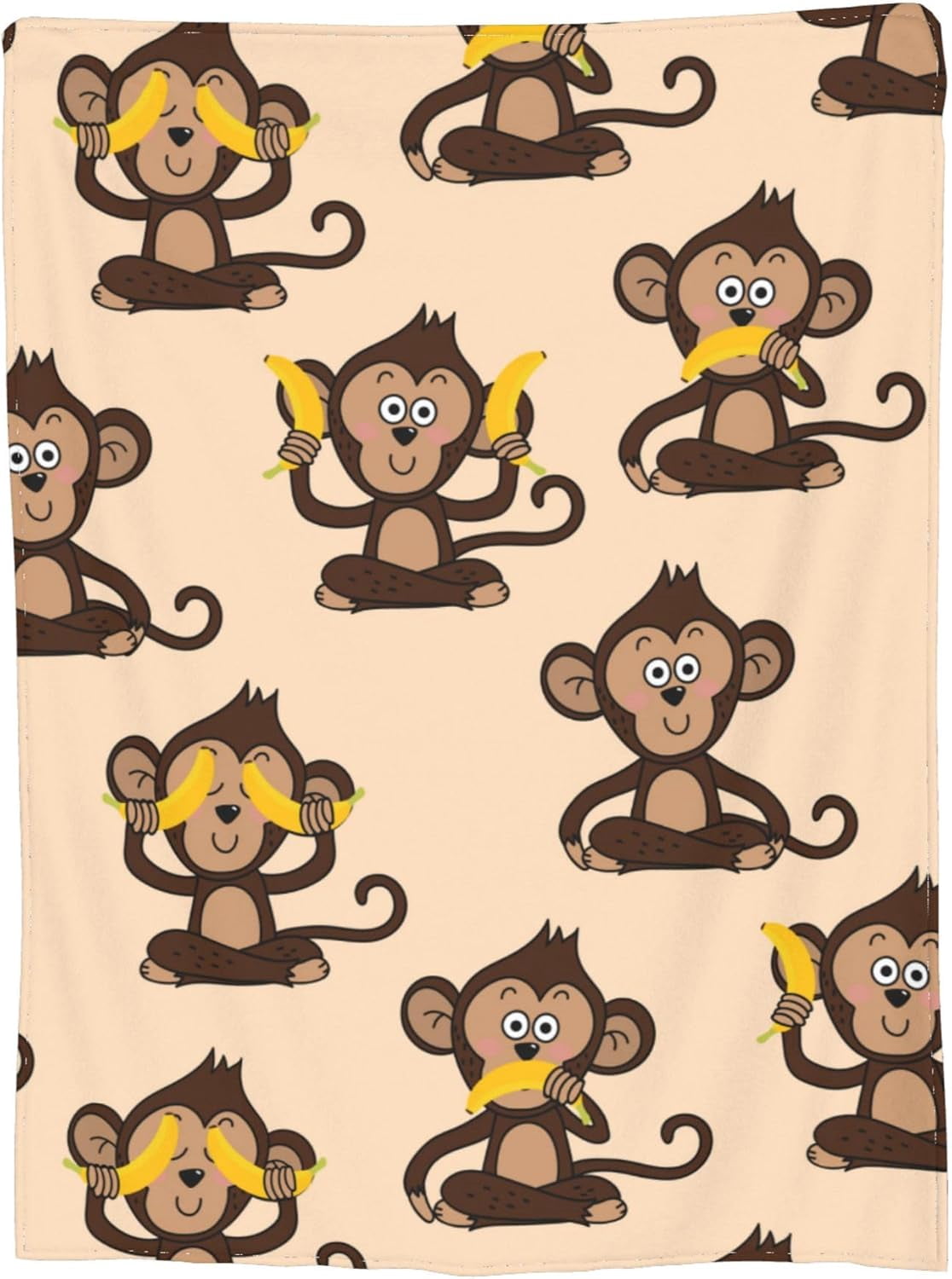 Cute Monkey and Banana Blanket Gifts for Adults or Kids for Living Room Bedding Couch Soft Warm Lightweight Cozy Funny Animal Wildlife Throw Blankets Christmas Decor 60x80in All Seasons