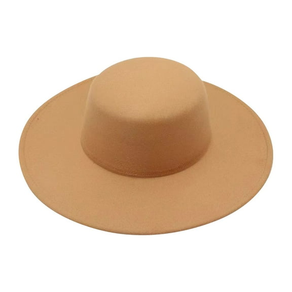 Unisex Wide Brim Felt Fedora Hat Classic Flat Top Vintage Style Hat Structured Crown Fashion Accessory for Men Women