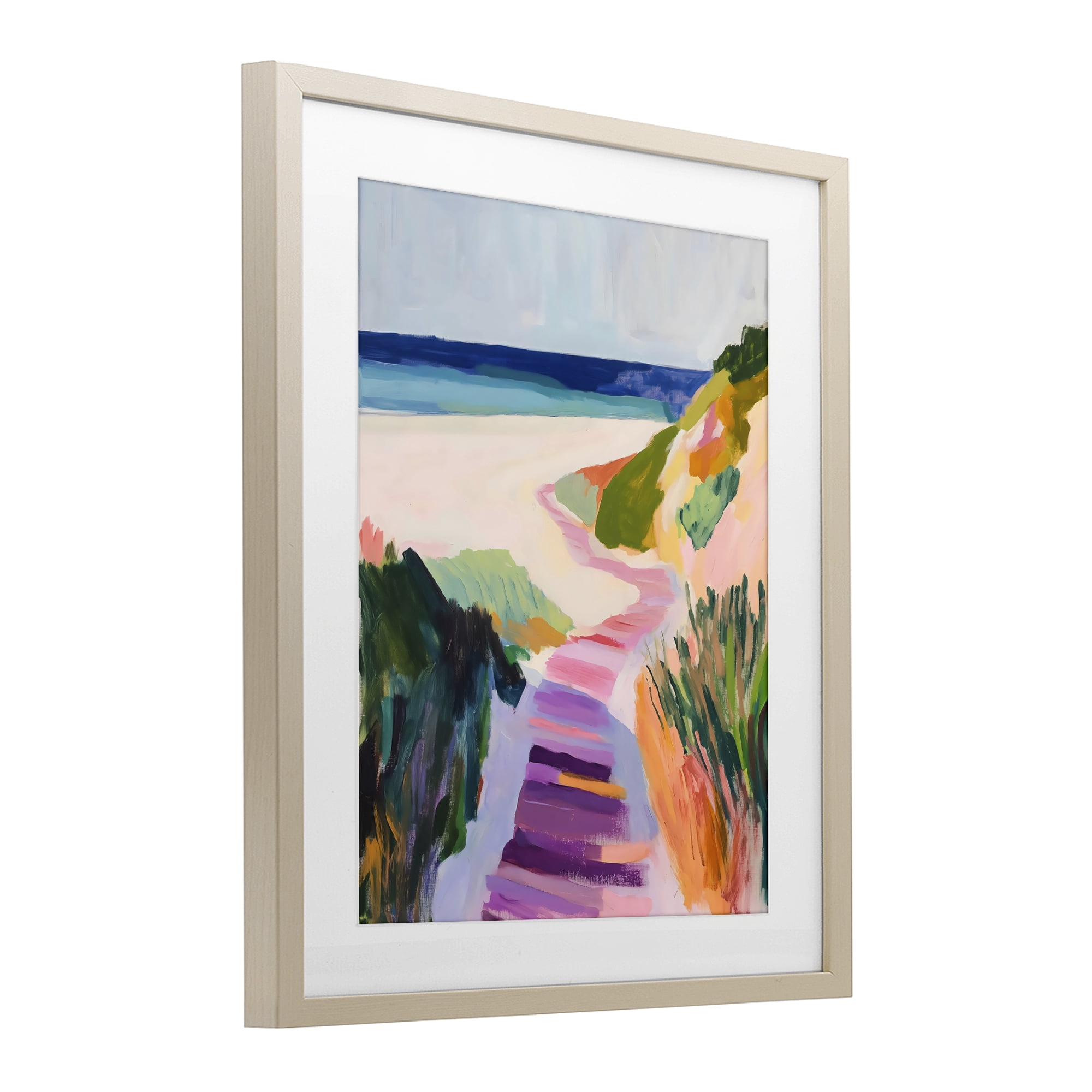 Stupell Industries Pastel Beach Pathway to Shore Birch Framed Print Under Glass, design by The Prints Vibe