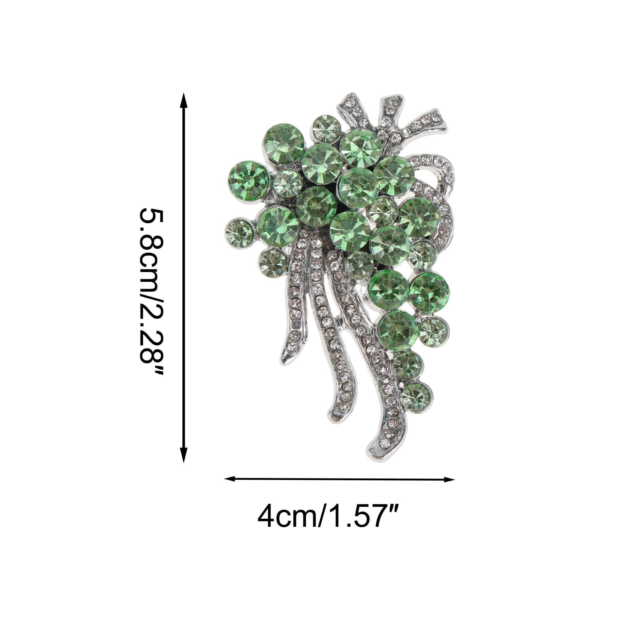 Unique Bargains Flower Rhinestone Brooch for Coats, Jackets, Dresses, and More Green