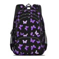 thumbnail image 2 of Butterfly and Purple Black Pattern Backpack for School, Cute School Bag with Adjustable Shoulder Straps and Padded Back, 16.9"x12.6"x5.9", 2 of 5