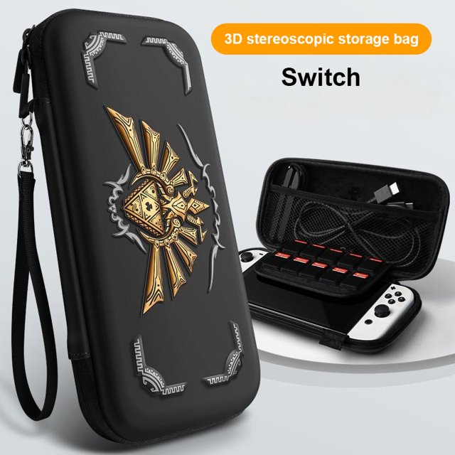 Étui de Protection Compatible avec Nintendo Switch Sac de Rangement Motif 3D Mode Sac de Voyage pour Switch Oled (Noir, Taille Unique)