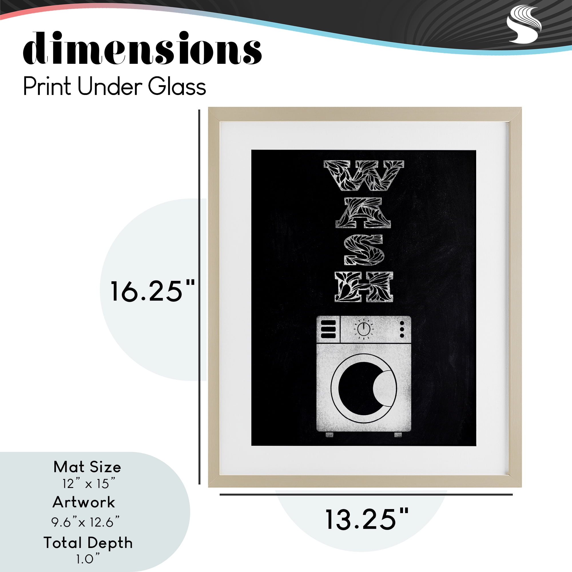 Laundry Wash Ornate Letters Birch Framed Print Under Glass, design by Marcus Prime