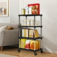thumbnail image 7 of RBCKVXZ 3-Tier Kitchen Storage Cart, Adjustable Rolling Pantry Storage Cart with 4 Hooks, 23" Tall Plastic Kitchen Shelf Organizer for Fruit, Vegetables, Potato (Black), 7 of 7