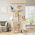 thumbnail image 5 of Cat Tree, 69.3‑Inch Tall Multi‑Level Cat Tower for Indoor Cats with 7 Sisal Scratching Posts, 3 Platforms and 2 Cat Caves, Suitable for Indoor Cats, Beige, 5 of 8