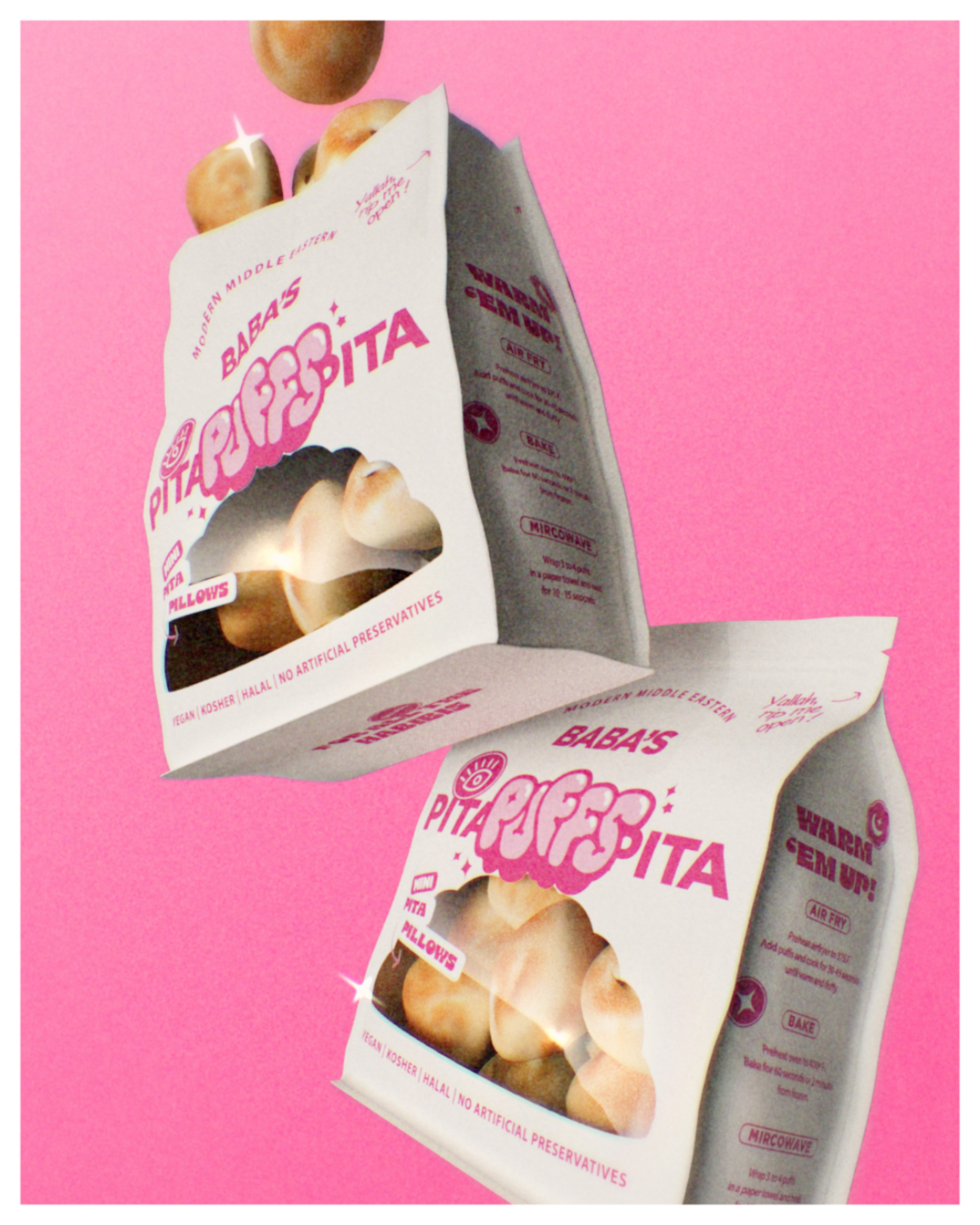 Baba’s Pita Puffs - Mediterranean-Style Fluffy Snack, 6 Count