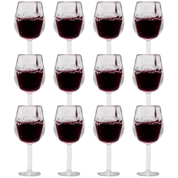 KAKOWELY 12 copas de vino en miniatura para casa de muñecas, copas de vino realistas.