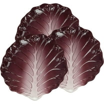Ebros 12"W Ceramic Red Lettuce Shaped Serving Plate or Dish Platter (SET OF 3)