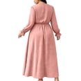thumbnail image 5 of Karymi Polka Dot Print Midi Maxi Dress, Tie Keyhole Crew Neck Long Ruffle Cuff Sleeve Dress, Elastic Ruched Waist Plus Size Sundress Summer Dresses for Women 2026, 5 of 7