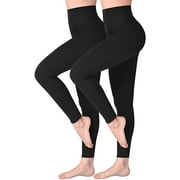 Tatum88Leggings Women's Sports Pants Women's High Waisted Yoga Leggings Opaque Soft Plus Size (Black-S) Two Pieces