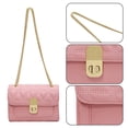 thumbnail image 3 of Bolso de hombro y cartera con doble cremallera de moda para citas, bolso cruzado de cuero PU para mujer, color rosa, 3 of 5