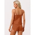 thumbnail image 3 of DARING DIVA Women's Satin Cami Short Sleepwear Silky Pajamas Sets Caramel M, 3 of 6