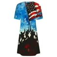 thumbnail image 5 of Frostluinai American Flag Dresses for Women Short Sleeve Crew Neck Midi Dress Vintage 4th of July Knee Length Dress Summer Beach Dresses, 5 of 5