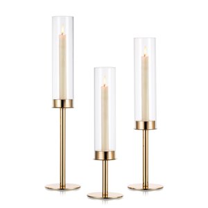Nuptio Gold Taper Candlestick Holders, Set of 3