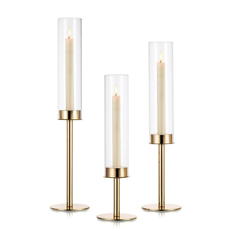 Nuptio Gold Taper Candlestick Holders, Set of 3 photo 1