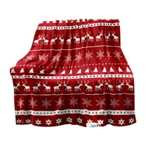 EWASWON Christmas Fleece Throw Blanket - Reindeer Snowflake Print, 50x60 Inch Red, Soft Warm for Sofa Couch, Indoor Outdoor Holiday Decor