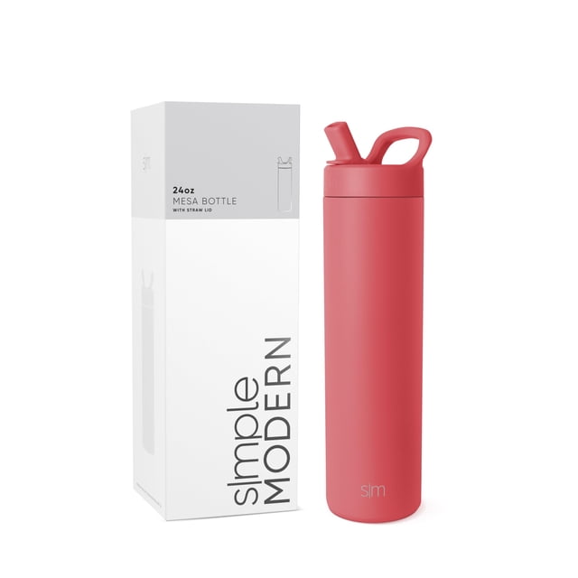 Botella de agua Simple Modern Mesa de 700 ml con tapa de pajita Spiced Coral