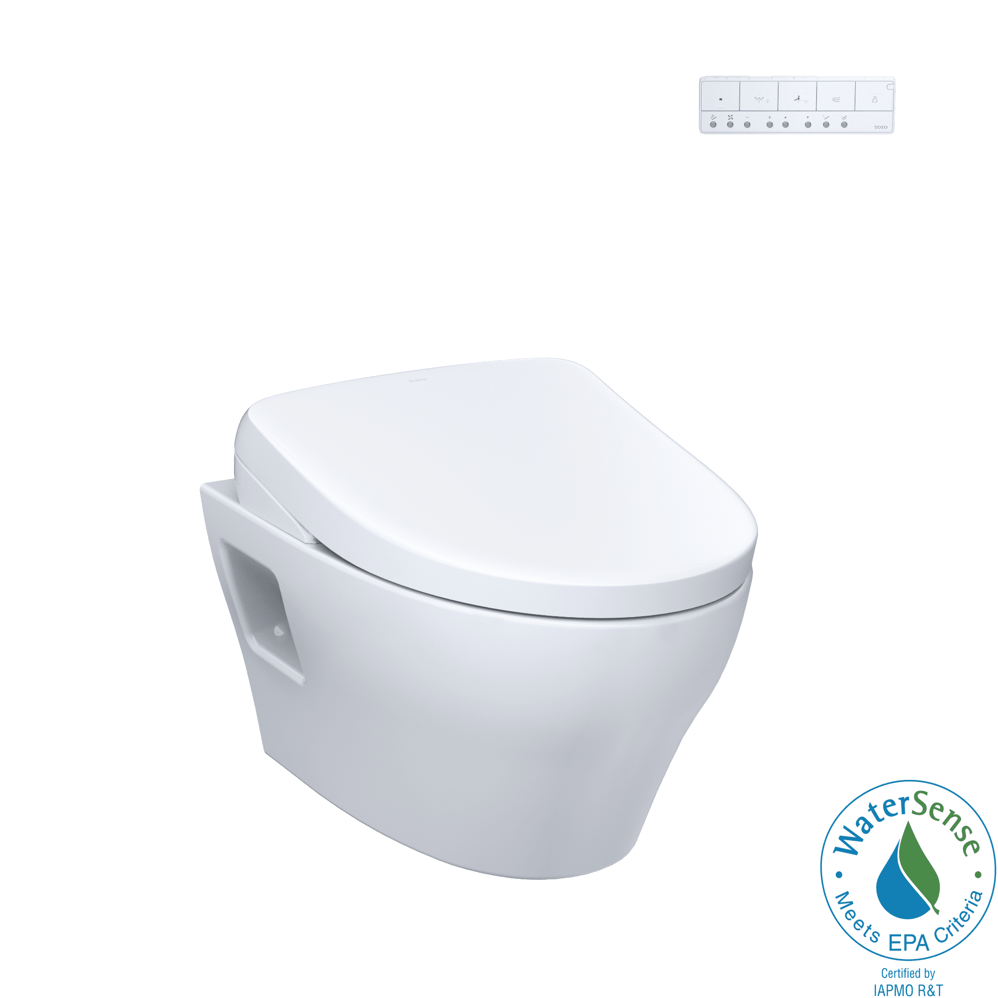 TOTO® WASHLET®+ EP Wall-Hung Elongated Toilet with S7A Contemporary Bidet Seat and DuoFit® In-Wall 0.9 and 1.28 GPF Auto Dual-Flush Tank System, Matte Silver - CWT4284736CMFGA#MS