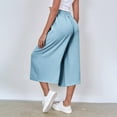 thumbnail image 7 of Woman Cotton Capris Pants in Clearance Womens Capris Pants Summer Beach Pants Crop Wide Leg Pants Casual Loose Loungewear Flowy Capris with Pockets Womens Trousers New Light Blue M, 7 of 7