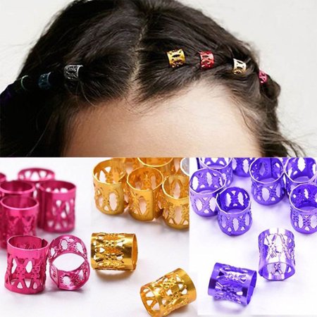 100PCS/Set Colorful Hair Braiding Beads Rings Cuff Hair Styling Tools