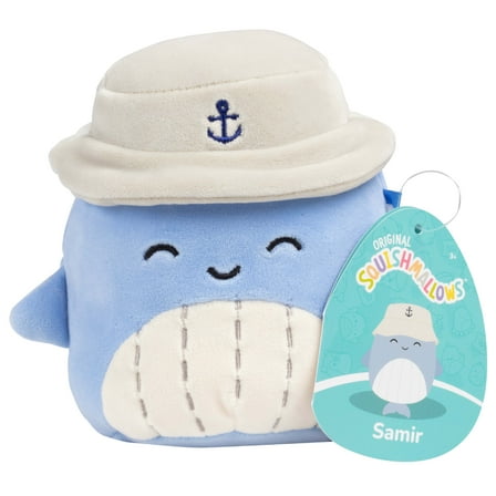 Squishmallows Original 5" Samir Blue Whale w Navy Anchor Bucket Hat - Official 2027 Jazwares Little Plush - Soft Squishy Stuffed Animal Toy - Gift for Kids, Girls & Boys